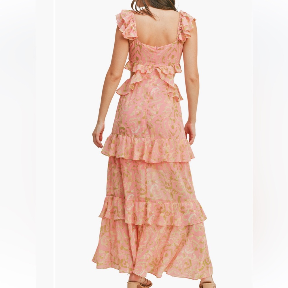 Floral Pink Ruffle Maxi Dress - Picture 2 of 2